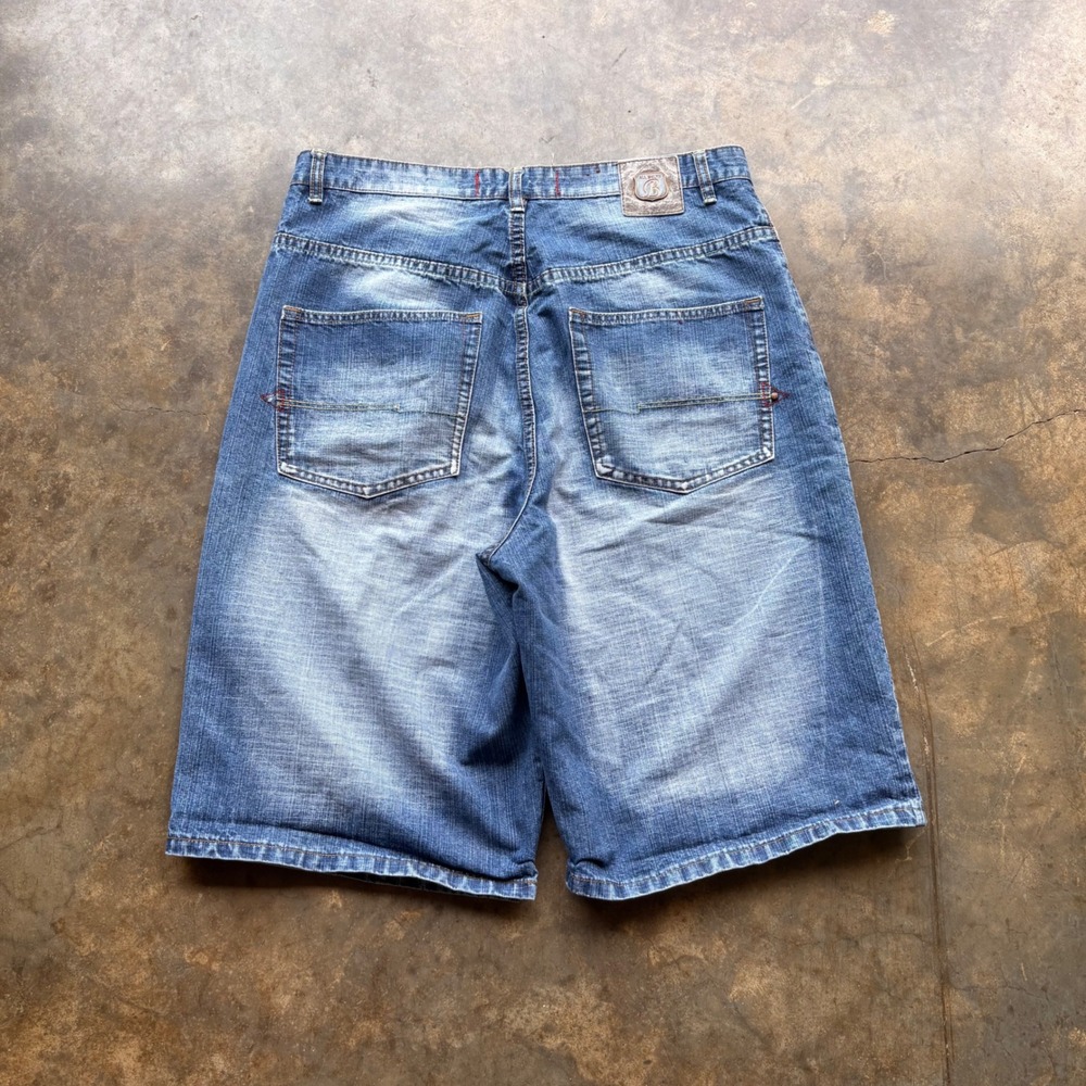 Brooklyn Jeans Co Mens Baggy Denim Shorts Blue Light Wash Y2K Skater 36 X 13‎